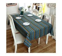 Stfery Nappe Rectangulaire Anti Tache 140x220 cm, Multicolore, Nappe Polyester Coton, Motif Rayée Boho, Picnic Couverture, Style 7