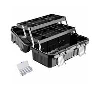 Stgfyxgs Boîte à Outils Pliable Professionnelle Trois Niveaux avec Stockage Séparé Matériel Vis et Accessoires Outils Manuels PP Épais et Acier Inoxydable, 21 Pouces