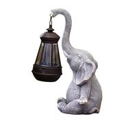 Stgfyxgs Élément Principal Élément Statue Éléphant Extérieur Lampadaire Solaire Figurine Décoration Résine Ornement Jardin Maison Terrasse Cadeaux, Grise