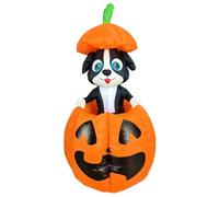Stgfyxgs Figurine Gonflable de Jardin Chien Citrouille Halloween Décoration Yard Ornement Pneumatique Décor Saisonnière en Polyester avec Cordes et Piquets Adaptée au Jardin Pelouse Porche Entrée
