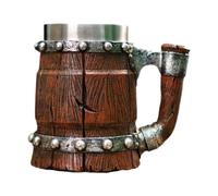 Stgfyxgs Mug à Bière Baril Poignée Robuste Résine Bois Acier Inoxydable Tasse Cocktail Double Paroi Design Classique Adaptée Homme Cuisine, c