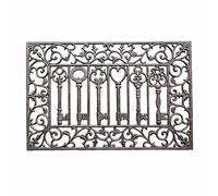 Stgfyxgs Paillasson Grattoir Décoratif en Fonte Tapis Débarrasseur Grille Anti-saleté Tapis d'Entrée Construction en Métal pour Longévité Extérieure Style, Vintage Key 8443