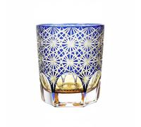 Stgfyxgs Verre à Boisson Verre à Whisky Gobelet Tumbler Coupe à Spiritueux Motifs Taillés Main Effet Dégradé pour Cocktails et Eaux Adapté au Bar Restaurant, Bleu Triple-couche