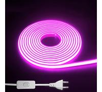 STHomedeco Ruban LED COB 220V, IP65 Etanche Flexible néon LED Strip, Bande Lumineuse LED pour Cuisine Chambre Bureau Jardin Éclairage Ambiance Gaming Décoration (Rose, bande led 220v 10m)
