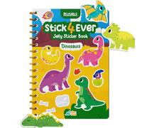 Stick4Ever Livre d'autocollants en gelée, pour enfants, imperméable, facile à nettoyer, livre occupé pour tout-petits avec 50 autocollants en gelée (dinosaures)