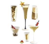 Sticker Cocktail Et Champagne 3d Pailleté 7 Pièces