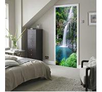 Sticker De Porte Trompe l'oeil 3D Nature cascade 77X200Cm PVC Imperméable Muraux Wall Sticker Autocollant Art Decor Vinyle Mural