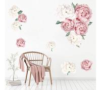 Sticker Fleur Pivoine Bébé Décor, Mural Salon, Pivoine Fleurs Chambre Vintage Pêche Aquarelle Décoration Art