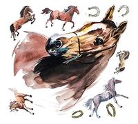 ROOMMATES Stickers Muraux Géants Chevaux Sauvages à l'aquarelle Multicolors