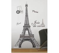 Sticker géant TOUR EIFFEL - ROOMMATES - Repositionnable - Noir - Décoration murale - Adulte
