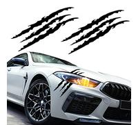 Sticker Griffe De Monstre, 2 Pièces Autocollant de Marque de Griffe Noir Monster Scratch Stripe Claw Marks Autocollant Griffe Monstre Monster Scratch Stripe Decal Pour Voiture (Noir)