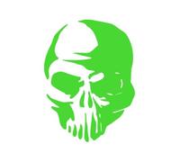 Sticker Logo Skull Tête De Mort 2 Adhésif Autocollant - Plusieurs Coloris Rose Fluo 4.5 X 6