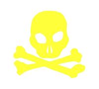 Sticker Logo Skull Tête De Mort Adhésif Autocollant - Plusieurs Coloris Jaune Fluo 6.5 X 6