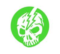 Sticker Logo Skull Tête De Mort Éclair Adhésif Autocollant - Plusieurs Coloris Rose Fluo 5.5 X 6