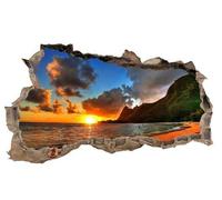 Sticker mural 3D autocollant pour chambre et salon, H 60 x L 100, autocollant, décoration murale, soleil levant, paysage, aventure