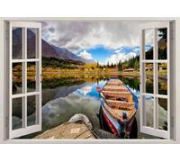 Sticker mural 3D Bateau Nature Paysage Autocollant de tatouage mural brisé Décor de chambre à coucher pour garçons Autocollants muraux pour Fille Enfants Chambre Mur Décors 45x79cm
