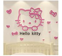 Sticker mural 3D Hello Kitty rose, La trompette, déco chambre enfant