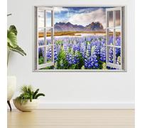 Sticker Mural 3D Paysage Violet Lavande Stickers Muraux Smashed Imperméable Tatouage mural pour enfants chambre salon salle de jeux pépinière décor à la maison 45x79cm
