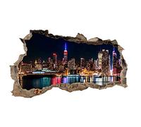 Sticker mural, 3D, pour chambre à coucher ou salon, motif de villes et paysage, h x l : 60 x 100 cm, (WL06 New York)