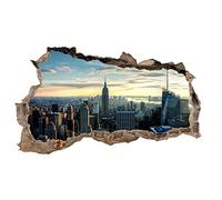Autocollant mural, panneau mural, sticker mural, décoration murale, paysage urbain, thème aventure, élément décoratif, H 60 x L 100, pour chambre à coucher ou salon (WL08 New York)