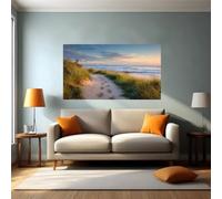 Sticker mural 3D réaliste décoratif 120L x 80l cm Des empreintes de pas dans l'herbe Autocollant mural trompe-l’œil vinyle décoration murale pour salon, chambre, bureau et salle de bain