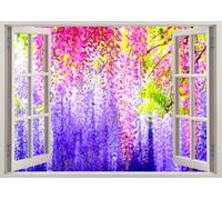 Sticker mural 3D Smashed Art Decor Fleurs De Lavande Autocollants muraux de tatouage mural pour filles enfants chambre salon autocollant maison cadeau 55x96cm