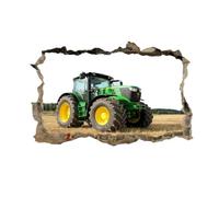 Sticker mural 3D | Tracteur Autocollant de décoration en vinyle d'art | Amovible | Décoller et coller | Décor de chambre d'enfant de chambre de filles de garçons de bordure fissurée 75x113cm