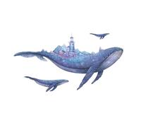 Sticker Mural Animal Baleine Bleu en Pvc, Décor Chambre