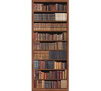 Sticker mural bibliothèque ancienne, livres vintage marron, 204 cm X 83 cm, trompe l'oeil décoratif pour murs intérieurs.