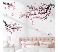 Sticker mural branche de fleur de prunier rose, sticker mural décoratif papillon fleur tombante, adapté à la chambre denfant,chambre