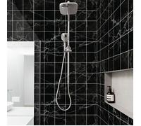 Sticker Mural Carrelage adhésif Cuisine Salle de Bain - 60 STICKERS CARREAUX DE CIMENT MARBRE NOIR DE PALMA - 60stickers10x10cm