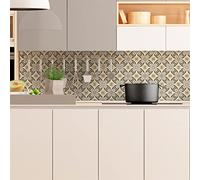 Sticker Mural Carrelage adhésif Cuisine Salle de Bain - 9 Stickers Carreaux DE Ciment AZULEJOS Bruna - 9stickers10x10cm