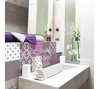 Sticker Mural Carrelage adhésif Cuisine Salle de Bain - 9 Stickers Carreaux DE Ciment Ethnique Hamamatsu - 9stickers10x10cm