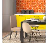 Sticker Mural Carrelage adhésif Cuisine Salle de Bain - 9 Stickers Carreaux DE Ciment MOSAÏQUES Nuance Orange - 9stickers10x10cm