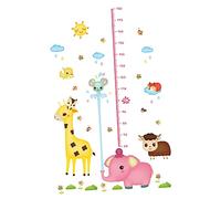Sticker Mural de Croissance Éléphant Cartoon en Pvc pour Chambre Garçon | Autocollant Adhésif Amovible et Étanche, Décor Animal Créatif pour Crèche et Boutique de Jouets