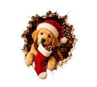 Sticker mural de Noël effet 3D avec motif percé, étiquette miroir | Décoration en plastique, autocollants muraux au look festif, décoration de pièce pour salon et magasin