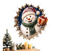 Sticker mural de Noël effet 3D avec motif percé, étiquette miroir | Décoration en plastique, autocollants muraux au look festif, décoration de pièce pour salon et magasin