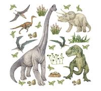 Sticker mural - Dinosaures - 30x30 cm - Autocollant autoadhésif - Multicolore