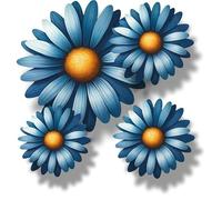 Sticker mural en vinyle Motif marguerites bleues | Autocollants muraux à décoller et à coller, décalcomanies vibrantes pour murs, amovibles et sans danger pour le mur