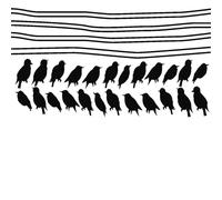 Sticker Mural étourneaux sur des câbles - Adhésif Mural Oiseaux - Décoration Murale Chambre & Salon - 440 CM de ligne + 24 oiseaux - Noir