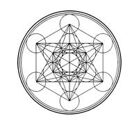 Sticker mural géométrique en vinyle en forme de cube Metatron Alchemy Sticker mural Ligne Cercle Mandala Grand - 80x80cm