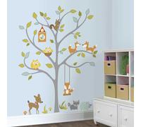 Sticker mural Happy Woodland renard et ses amis arbre