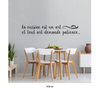 Sticker Mural - Lumaléa - Citation La cuisine est un art - Noir - 7x38 cm