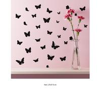 Sticker Mural - Lumaléa - Kit 30 Papillons - Noir - 27x37.9 cm