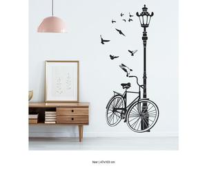 Sticker Mural - Lumaléa - Vélo Lampadaire - Noir - 47x103 cm
