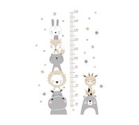 Sticker mural mètre de croissance pour enfants, animaux mignons, 115 x 75 cm, décoration de chambre avec étoiles
