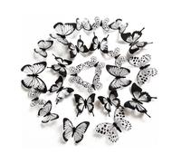 Sticker Mural - Noname - Papillons 3D - 48 Pièces - Noir et Blanc - PVC Imperméable