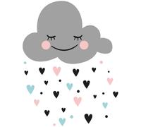 Sticker mural – Nuage d'amour scandinave – Fond transparent – 145 x 110 cm
