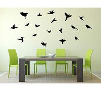 Sticker mural oiseaux 19 pièces Ensemble d'animaux Salon Accueil Moderne Autocollants Décoration Décor Autocollant élégant Décalcomanies