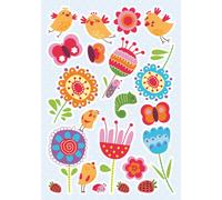sticker mural oiseaux & fleurs 47 x 70 cm